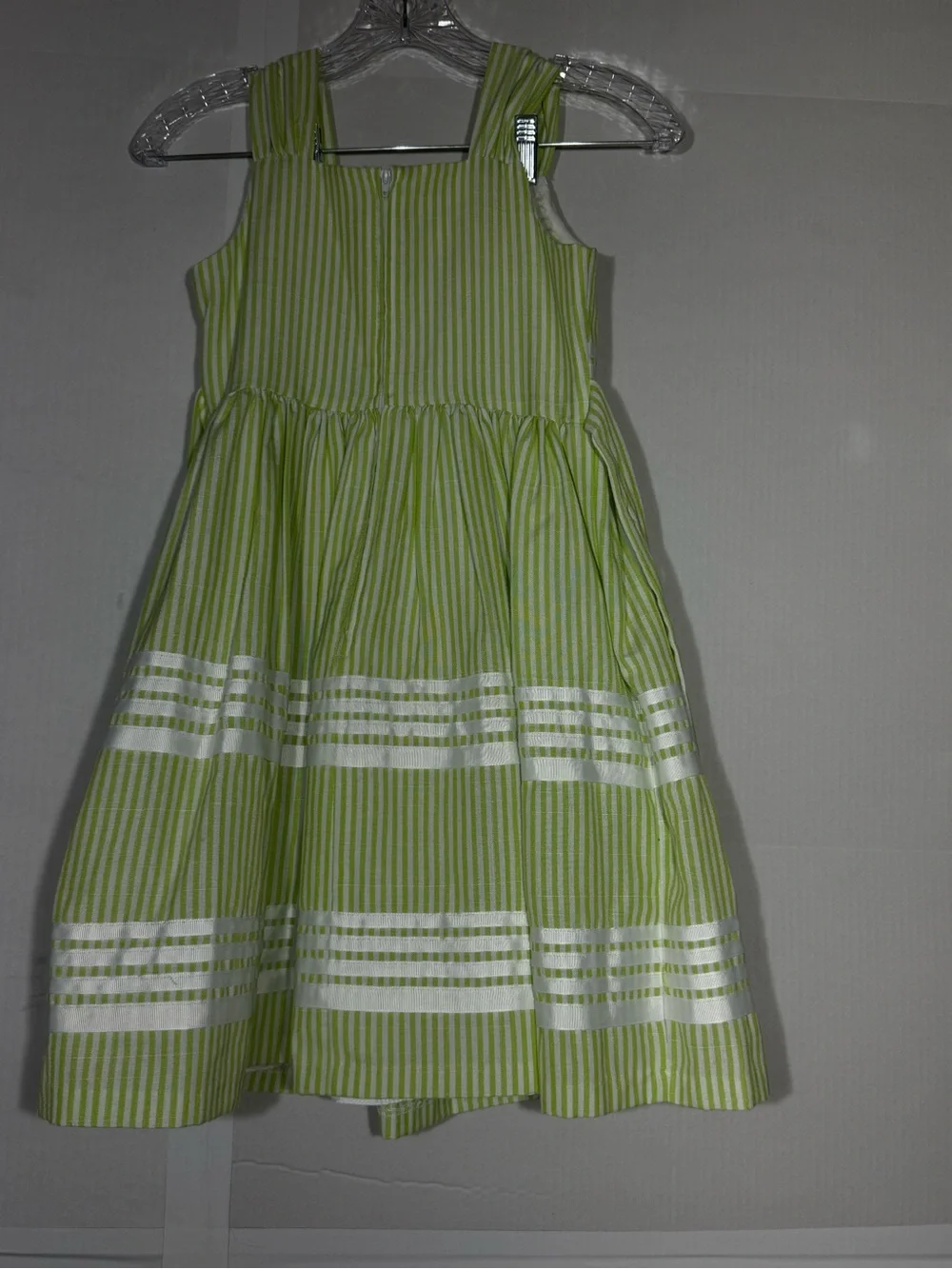 Bonnie Jean Sz 10 Green And White Stripped Dress